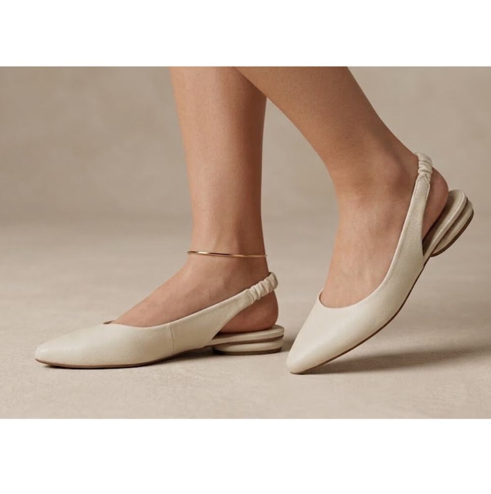Franco Sarto Women's Cream Slip-On Slingback Ballet Flat Sandals Size 6.5M